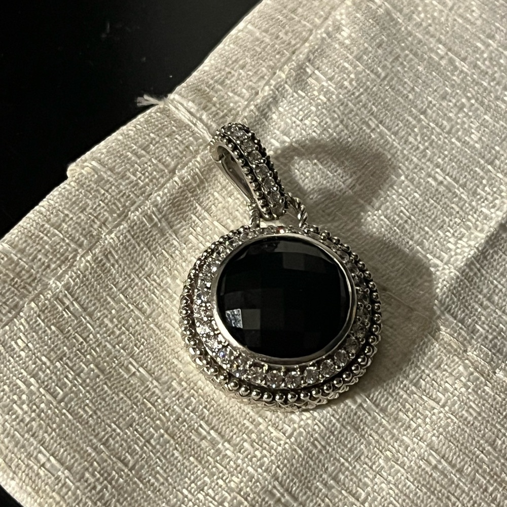 Judith Ripka Sterling Onyx & CZ Pendant Enhancer
